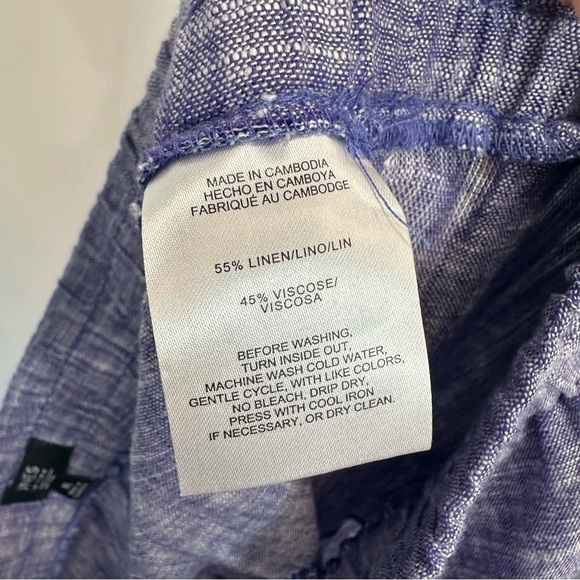 Jones New York Signature Purple Linen Blend Drawstring Elastic Waist Pants XL - Picture 4 of 5